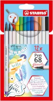 Premium-Filzstift mit Pinselspitze STABILO® Pen 68 brush, Etui mit 12 Stiften