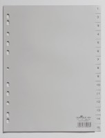 Register, PP, 1 - 15, grau, DIN A4, 215/230 x 297 mm, 15 Blatt