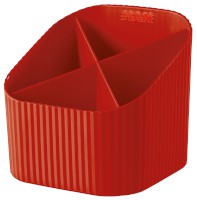 Schreibtischköcher X-LOOP, trendiges Design, mit 4 Fächern, rot