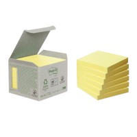 Haftnotiz Recycling Notes Mini Tower, 76 x 76 mm, 80 g/qm, gelb, 6 x 100 Blatt