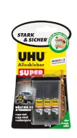 UHU Alleskleber Super Strong & Safe MINIS, 3 Tuben à 1g, Infokarte
