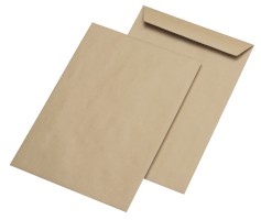 Versandtaschen B4 (250 x 353 mm) Natron braun, Papier: 110 g/qm, Klebung: gummiert, ohne Fenster