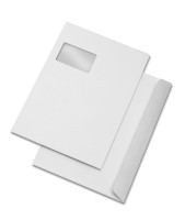 Versandtaschen C4 (229 x 324 mm) Offset weiß, Papier: 90 g/qm, Klebung: haftklebend, mit Fenster