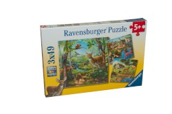 Puzzle 3 x 49 Teile "Wald-, Zoo- und Haustiere" von Ravensburger