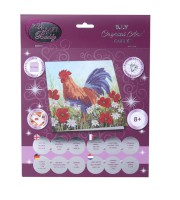 Crystal Art Card Hahn auf Blumenwiese mehrfarbig