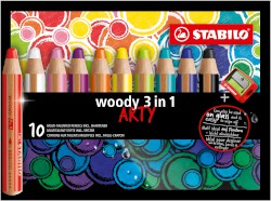 Multitalent-Stift STABILO® woody 3 in 1, 10er Kartonetui "ARTY"