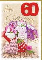 Karte Geburtstag A4 Zahl 60 Blumen