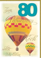 Karte Geburtstag A4 80 Heißluftballon