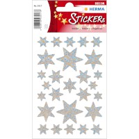Sticker Weihnachten DECOR "Sterne" silber, holographisch